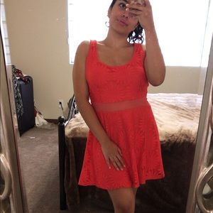 Sheer panel lace flower dress